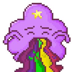 a pixel art image of a purple creature