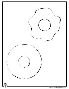 an image of a dotted paper with the shape of two circles and one dot on it