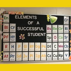 a bulletin board with the words elements of a successful student