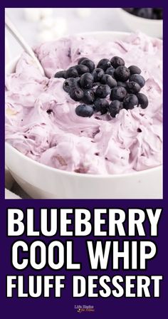 blueberry cool whip fluff dessert in a white bowl