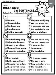 a printable worksheet for reading the poem roll & read and sentences