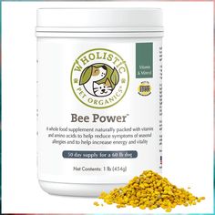 Wholistic Pet Organics Bee Powder: Bee Power Pure Organic Bee Pollen for Dogs - Dog Itch Relief Allergy Supplement - Natural Seasonal Allergy Symptoms, Natural Immune Boosters, Immune Booster, Dog Itching, Itch Relief, Anti Itch, Seasonal Allergies, Bee Pollen