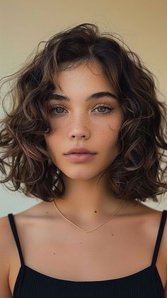 Curls That Flatter: 24 Hairstyles for Round Faces Short Hair Wavy Natural Round Face, Chin Length Hair Curly Waves, Curly Hair Lob Shoulder Length, Face Framing Short Curly Hair, Lob For Curly Hair, Short Curly Haircuts With Curtain Bangs, Above The Shoulder Curly Hair, Short Curly Hair Long Layers, Wavy Short Hair Round Face