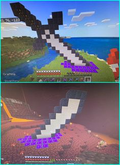 two different views of the same object in minecraft, one with an upside down design