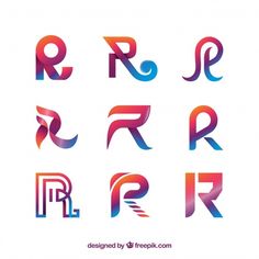 the letter r is made up of different colors and shapes, including letters that appear to be