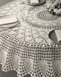 the table cloth has been crocheted and is ready to be used as a placemat