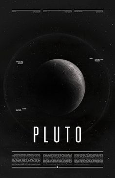 an image of pluto in space with the words pluto on it and stars around it