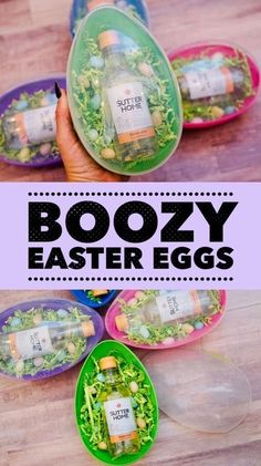 an easter egg with boozy in it and the words boozy easter eggs above it