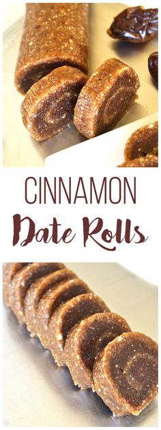 cinnamon date rolls on a white plate with dates in the background and text overlay that reads, cinnamon date rolls