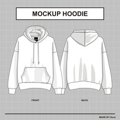 a white hoodie with the words mockup hoodie on it and an image of front, back, and side views