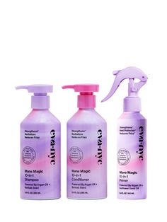 Hi There! I'm 3 Mane Magic miracle potions in one set! I help all hair types look softer + healthier and I'm clinically proven to strengthen hair! With 10 benefits in each potion, I'm nothing short of magic. Use Mane Magic 10-in-1 Shampoo + Conditioner to cleanse and condition. Use the Mane Magic 10-in-1 Primer OR Mane Magic 10-in-1 Primer for Fine Hair before, during, or after styling for an added moisture lock that cuts drying time and won’t weigh down fine hair. Set Includes: Mane Magic 10-in Mane Magic, Frizz Free Curls, Shake Bottle, Hair Set, Strengthen Hair, Magic Hair, Hair Perfume, Hair Flip, Glow Up Tips