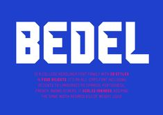 the text bedel on a blue background with white letters and red lettering below it