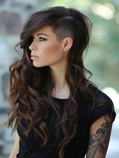 Explore Styles for Long Hair with Shaved Sides Half Shaved Hair Long, Side Shaved Hairstyles Long Hair, Side Shaved Hairstyles, One Side Shaved Hairstyles, Undercut Ideas, Olivia Hair, Side Shaved, Shaved Hairstyles