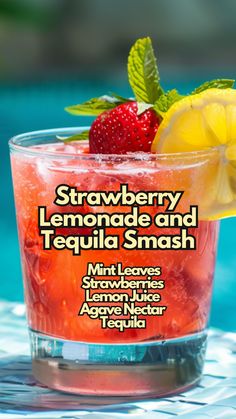 strawberry lemonade and tequila smash