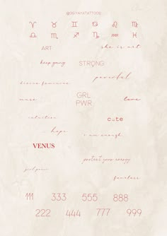 a piece of paper with writing on it and numbers in red ink above the words