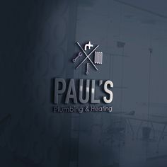 the logo for paul's plumbing and heating, which is located in an office building