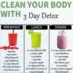 Three Day Detox, Easy Healthy Smoothie Recipes, Healthy Diet Smoothies, Detox Breakfast, Kidney Detox, Best Smoothie, Easy Healthy Smoothies