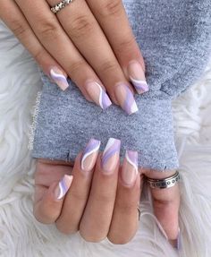 Purple Acrylic Nails, Nails Purple, Spring Acrylic Nails, Purple Nail, Cute Acrylic Nail Designs, Classy Acrylic Nails