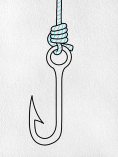 a drawing of a fishing hook with an arrow hanging from it's center pole