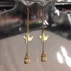 Dove & Bird Cage Dangle Earrings. Make Sure To Bundle With Other Items To Get A Discount And Save On Shipping. Dove Earrings, Dove Bird, Bar Stud Earrings, Rare Crystal, Crystal Hoop Earrings, Chanel Earrings, Stylish Earring, Cz Earrings, Fashion Jewelry Earrings