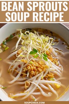 Bean Sprouts Soup Recipe Bean Sprouts And Cabbage, Soup With Bean Sprouts, Vegan Bean Sprout Recipes, Bean Sprouts Soup, Bean Sprout Soup, Sprout Soup, Bean Sprout Recipes, Asian Treats, Bean Sprout