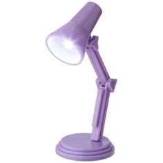 a purple desk lamp on a white background