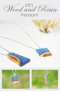 the diy wood and resin pendant is shown