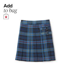 in stock Blue Denim Skirt For School, Casual Navy Skirt For School, Blue School Uniform Skirt For School, Blue School Uniform Skirt, Skirts For Kids, Suit Fabric, Plaid Skirt, Knit Shorts, Plaid Skirts