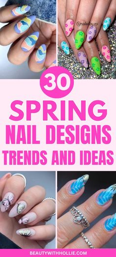 30 Cute Spring Nail Design Trends And Ideas That You Need To Try Out Spring Nail Design, Matte Pink Nails, Wave Nails, Spring Nail Ideas, Sunflower Nails, Coral Nails, Butterfly Nails