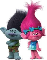 two cartoon characters standing next to each other with pink hair on their heads and blue eyes