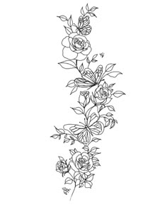 a line drawing of flowers on a white background