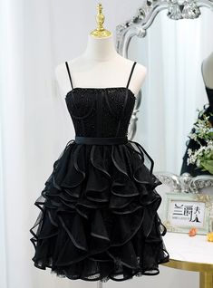 Simple Party Dress, Prom 2022, Dama Dresses, Professional Dress, Cheap Homecoming Dresses, Tulle Homecoming Dress, Homecoming Dresses Black, Short Homecoming Dress, Short Prom Dress