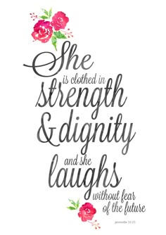 the quote she is clothed in strength and delight