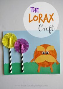 the lorax craft is made with construction paper