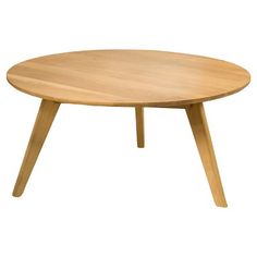 a wooden table with two legs and a round shape on the top, against a white background