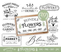 the bundle of flower shop signs and labels