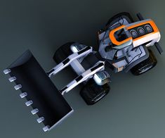 an aerial view of a race car with wheels and tires, on a gray background