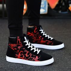 Men Fashion Casual Sneaker High Top Lace Up Skateboard Shoes Student Shoes Canvas Shoes for Men Casual Shoes | Wish High Top Sneakers Men, Hip Hop Sneakers, Shoes Platform Sneakers, Mens Canvas Shoes, Shoes Platform, Sneakers Men Fashion, High Top Shoes, Red Shoes