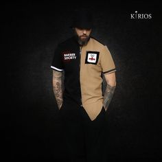 Excited to share the latest addition to my #etsy shop: Premium Barber Smock from Kirios Barber Luxury Barber Pictures, Cafe Uniform, Barbershop Design, Men Fashion Casual Shirts, Aprons For Men