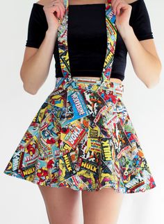 Marvel Suspender Skater Skirt Marvel Clothes, Peplum Tops, Heidi Klum, Mode Inspiration, Skirt Pattern, Cute Fashion, Victoria Beckham, Teen Fashion, Charlotte Russe