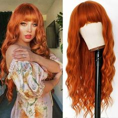 MISSWEN Female 24 inch Cosplay Wigs Copper Red Long Heat Resistant Synthetic Hair 1 Count per Pack  Heat Resistant Synthetic  Rose Net Cap Cosplay wig  Factory price Hair Type Water Wavy Hair Color Copper Red Hair Length 24 inch Hair Density 160% Density Hair Material100% Soft Heat Resistant Fiber up to 200 Degrees Centigrade Cap Size Medium Cap (22-22.5 Inch) with Adjustable Straps Immerse yourself in the luxurious world of long, flowing tresses with the Female Wig. Crafted with 100% heat-resis Water Wavy Hair, Wavy Hair Color, 24 Inch Hair, Copper Red Hair, Copper Hair Color, Wig Stand, Hair Net, Copper Red, Mannequin Heads