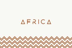 the word africa written in gold on a white background with an orange and brown chevron pattern