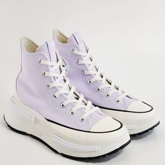 Converse Run Star Legacy Cx Hi High Top Vapor Violet Purple Lilac / Black / Egret Canvas Unisex Platform Sneakers / Boots A03064c Nwt Brand: Converse Model: Run Star Legacy Cx Style Code: A03064c Color: Vapor Violet / Black / Egret Gender: Unisex, Listed As Women's Shoes. Size Guide: Us Women's 7 / Us Men's 5.5 / Uk 5 / Eur 38 / Cm 23.5 Us Women's 8.5 / Us Men's 7 / Uk 6 / Eur 40 / Cm 25 Future Legacy The Latest Iteration Of The Best-Selling Run Star Hike, The Run Star Legacy Cx Mixes Bold Platf Converse Shoes Light Purple, Amethyst Platform Converse, Purple High-top Sneakers With Vulcanized Sole, Purple Canvas Sneakers With Round Toe, Purple High-top Lace-up Sneakers With Vulcanized Sole, Purple Lace-up High-top Sneakers With Vulcanized Sole, Sporty Purple Lace-up Canvas Shoes, Purple Low-top Platform Sneakers For Streetwear, Purple High-top Canvas Sneakers