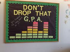 a bulletin board that says don't drop that g p a