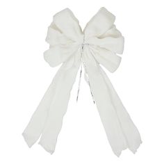 a white bow tied to the back of a headband on top of a white background