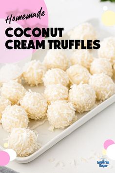 homemade coconut cream truffles on a plate