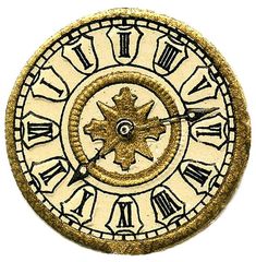 a gold clock with roman numerals on it