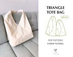 the triangle tote bag sewing pattern is shown