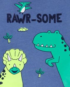 a t - shirt that says rawr - some with two dinosaurs in the background