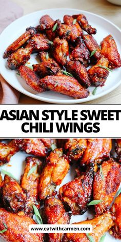 Asian Wings Recipe, Easy Chicken Thighs, Sweet Chili Chicken Wings, Sweet Chili Wings, Asian Wings, Chili Wings, Asian Chicken Wings